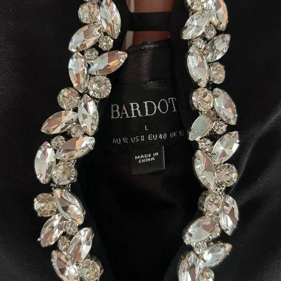 Bardot Black Strapless Dress with Embellished Neckline - Picture 3 of 3